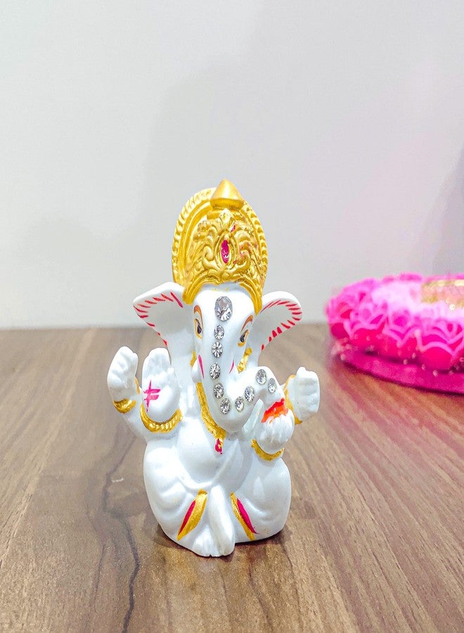 JAIPUR ACE تمثال غانيشا من الراتنج من جايبور إيس لتزيين معبد المنزل | تمثال غانيشا للوحة القيادة في السيارة | تمثال غانيشا | غانيش جي مورتي | تمثال غانيش | زينة غانيش تشاتورثي (التصميم 4) - Image 3